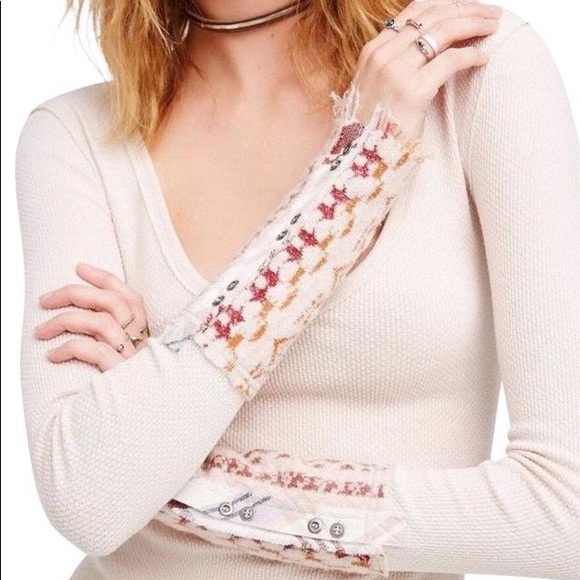 Free People Tops - Free People ivory art school thermal